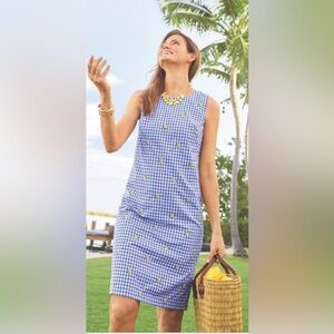 NWT Talbots  Italian Chic Lemons and Gingham women’s shift summer dress size 16W